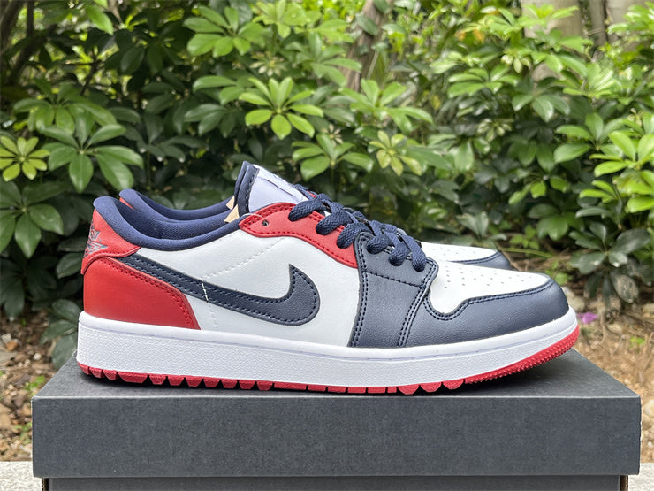 Low Top Golf Shoes, Blue White Red Colorway, Lace Up Design, Casual Gift for Shoe Lovers
