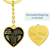 Granddaughter Graphic Heart Keychain, Granddaughter Heart Keychain from Grandpa, Inspirational Message Keyring, Birthday Christmas Present