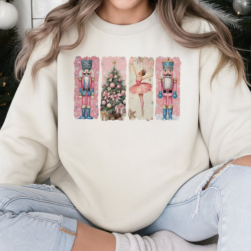 Watercolor Ballerina Graphic Crewneck, Nutcracker Christmas Sweatshirt, Vintage Holiday Ballet Pullover, Festive Xmas Present for Her