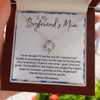 Future Mother in Law Christmas Present, Boyfriends Mom Love Knot Necklace, Sentimental Love Knot Necklace, Message Card Knot Pendant for Mom