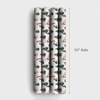 Comfy Winter Scarf Kitten Gift Wrap, Christmas Cat Wrapping Paper, Festive Pine Tree Wrapping Paper, Adorable Holiday Cat Lover Gift Wrap