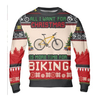 Humorous Cyclist Holiday Sweater, Mountain Biking Ugly Christmas Sweater, Bike Lover Ugly Sweater, MTB Crewneck Sweatshirt, Xmas Cycling Present