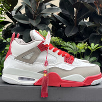Mid Top Sneakers, White Red Colorway, Lace Up Design, Casual Gift for Sneaker Fans