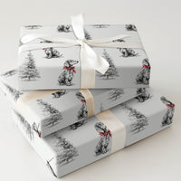 Dog with Red Bow Gift Wrap, Dachshund Christmas Wrapping Paper, Sketch Dachshund Holiday Wrapping Paper, Dog Lover Present Gift Wrap