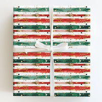 Red Green Gold Stripe Gift Wrap, Abstract Christmas Wrapping Paper, Watercolor Brush Strokes Gift Wrap, Polka Dot Holiday Paper