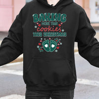 Humorous Christmas Pregnancy Sweatshirt, Baking More Than Cookies Pregnancy Hoodie, Holiday Pregnancy Announcement Pullover, Expecting Mom Present