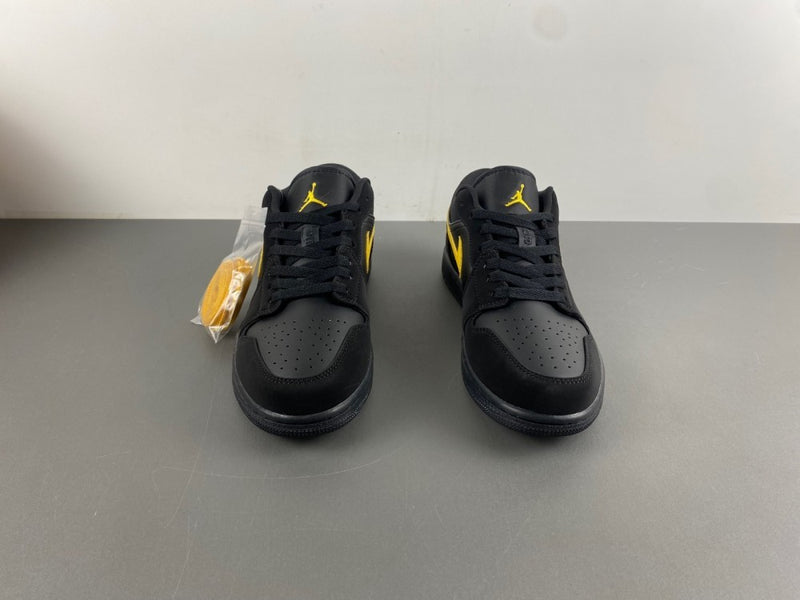 Low Top Sneakers, Black Yellow Colorway, Lace Up Design, Casual Gift for Sneaker Fans
