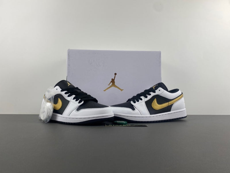 Low Top Sneakers, White Black Gold Colorway, Lace Up Design, Casual Gift for Sneaker Fans