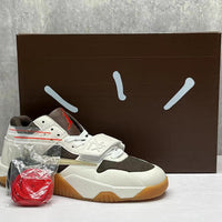 Low Top Sneakers, White Brown Colorway, Reverse Hook Design, Lace Up Design, Casual Gift for Sneaker Fans
