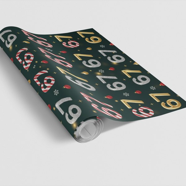 Candy Cane Christmas Wrapping Paper, 67th Birthday Wrapping Paper, Holiday Milestone Wrapping Paper, Festive Winter Birthday 