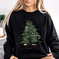 Festive Winter Sleigh Crewneck, Christmas Tree Sweatshirt, Vintage Holiday Graphic Sweater, Comfy Christmas Pullover, Adorable Xmas Holiday Present