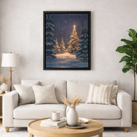 Snowy Winter Forest Canvas Print, Christmas Tree Canvas Wall Art, Rustic Holiday Landscape Canvas, Winter Pine Wall Decor, Christmas Present