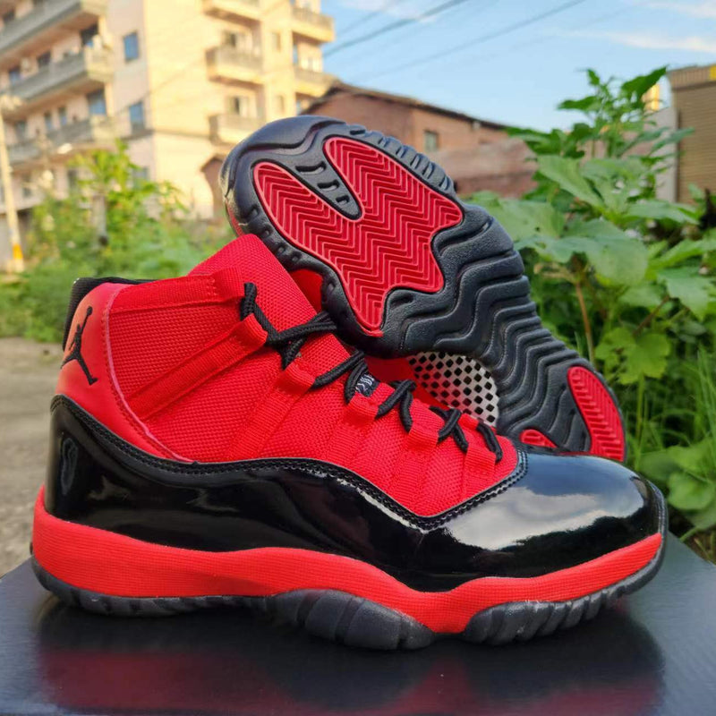 High Top Sneakers, Black Red Colorway, Lace Up Design, Casual Gift for Sneaker Fans