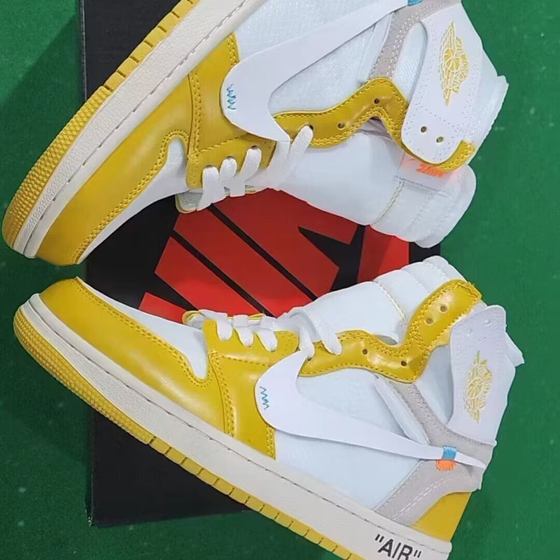 High Top Sneakers, Yellow Colorway, Lace Up Design, Casual Gift for Sneaker Fans