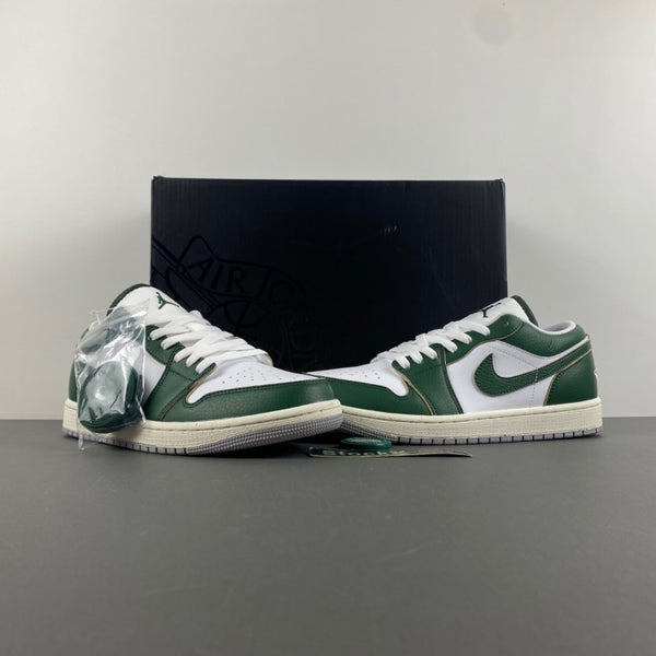 Low Top Sneakers, White Green Colorway, Lace Up Design, Casual Gift for Sneaker Fans