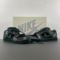 Low Top Sneakers, Black Green Gray Colorway, Lace Up Design, Casual Gift for Sneaker Fans