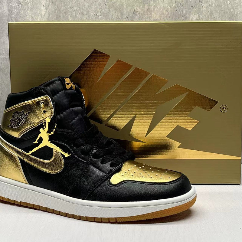 High Top Sneakers, Black Gold Colorway, Lace Up Design, Casual Gift for Sneaker Fans