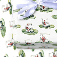 Golfer Christmas Gift Wrap, Golfing Santa Wrapping Paper, Watercolor Santa Cart Wrapping Paper, Holiday Golf Gift Wrap, Fun Golfer Wrap