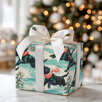 Snowy Christmas Dog Gift Wrap, Black Labrador Wrapping Paper, Winter Landscape Wrapping Paper, Holiday Dog Lover Gift Wrapping Paper