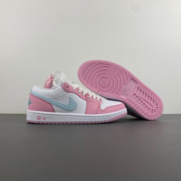 Low Top Sneakers, White Pink Colorway, Lace Up Design, Casual Gift for Sneaker Fans