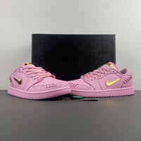 Low Top Sneakers, Pink Gold Colorway, Lace Up Design, Casual Gift for Sneaker Fans