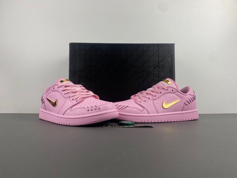 Low Top Sneakers, Pink Gold Colorway, Lace Up Design, Casual Gift for Sneaker Fans