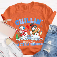 Humorous Holiday Snowman Graphic Tee, Chillin with My Cafeteria Snowmies Shirt, School Staff Christmas T-Shirt, Lunch Lady Holiday Present