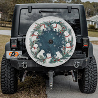 Arctic Holiday Tire Cover, Polar Bear Christmas Wreath Spare Tire Cover, Winter Xmas Spare Tire Cover, Festive SUV Jeep RV Decor Present