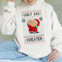 Humorous Santa Mooning Graphic Sweatshirt, Ugly Christmas Hoodie, Naughty Xmas Party Pullover, Humor Holiday Winter Present