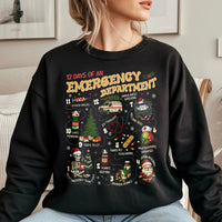 Humorous ER Nurse Christmas Sweatshirt, 12 Days of Emergency Department Sweatshirt, Medical Worker Sweatshirt, Holiday Nurse Crewneck