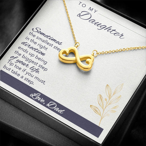 14k White Gold Finish Necklace, Daughter Infinity Heart Necklace, Heart Pendant Necklace, Meaningful Present from Dad, Birthd