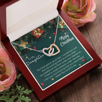 CZ Embellished Heart Pendant Necklace, To My Daughter Interlocking Hearts Necklace, Surgical Steel Heart Jewelry, Christmas Present Daughter