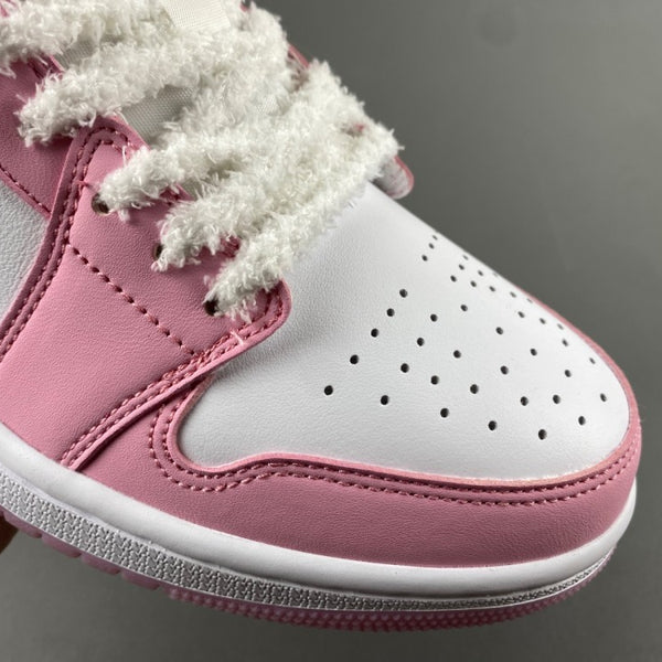Low Top Sneakers, White Pink Colorway, Lace Up Design, Casual Gift for Sneaker Fans