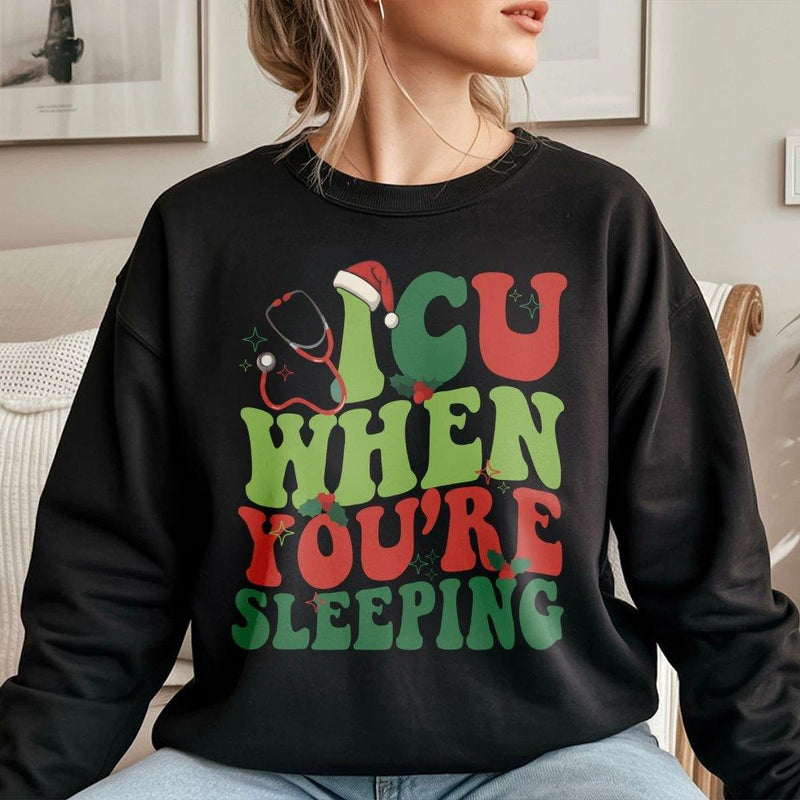 Medical Holiday Nurse Sweater, ICU Christmas Nurse Sweatshirt, Humorous ICU Staff Crewneck, Adorable Nurse Holiday Sweatshirt, Hospital Xmas Present