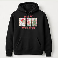 Vintage Santa and Tree Graphic Pullover, Retro Santa Merry Christmas Hoodie, Classic Holiday Tree Sweatshirt, Comfy Christmas Hoodie