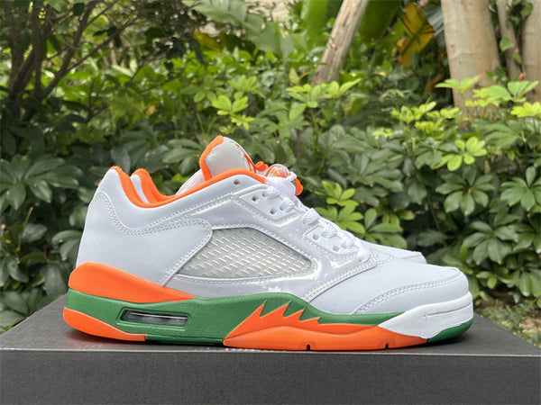 Low Top Sneakers, White Green Orange Colorway, Lace Up Design, Casual Gift for Sneaker Fans