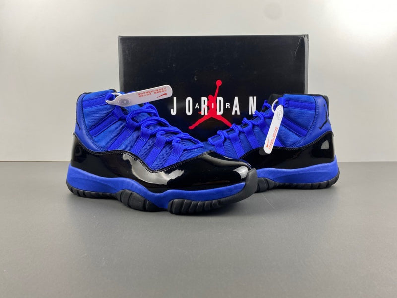 High Top Sneakers, Royal Blue Black Colorway, Leather Footwear, Lace Up Design, Casual Gift for Sneaker Fans