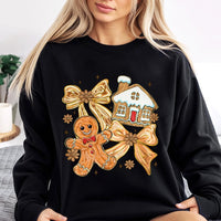 Coquette Christmas Bow Crewneck, Gingerbread Man Sweatshirt, Holiday Cookie Sweater, Aesthetic Xmas Sweatshirt, Holiday Present for Women