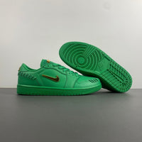 Low Top Sneakers, Green Gold Colorway, Lace Up Design, Casual Gift for Sneaker Fans