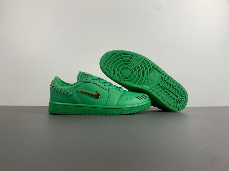 Low Top Sneakers, Green Gold Colorway, Lace Up Design, Casual Gift for Sneaker Fans
