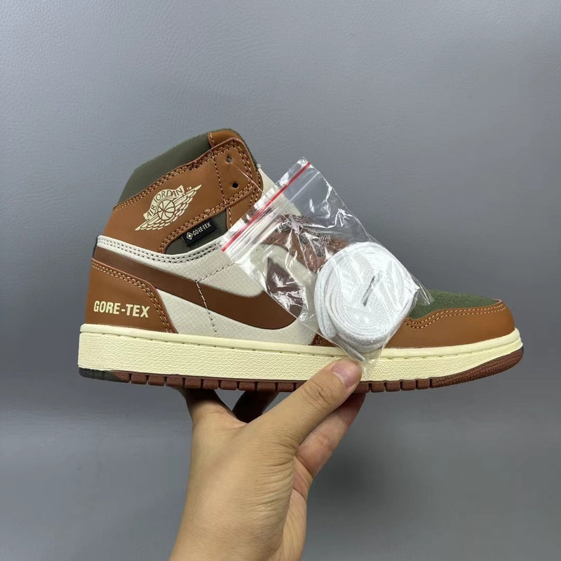 High Top Sneakers, Green Brown Colorway, Lace Up Design, Casual Gift for Sneaker Fans
