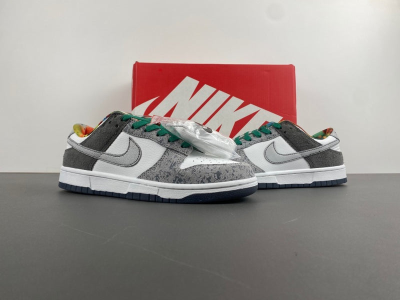 Low Top Sneakers, White Green Colorway, Lace Up Design, Casual Gift for Sneaker Fans