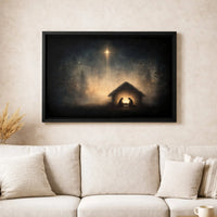 Star of Bethlehem Christmas Print, Nativity Scene Canvas Wall Art, Holy Night Religious Poster, Printable Christian Decor