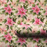 Watercolor Christmas Wrapping Paper, Pink Poinsettia Wrapping Paper, Floral Holiday Gift Wrap, Winter Botanical Paper, Elegant Present Wrap