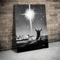 Nativity Shepherd Wall Art, Star of Bethlehem Canvas Art, Black and White Christmas Wall Decor, Christian Art Printable Digital Download