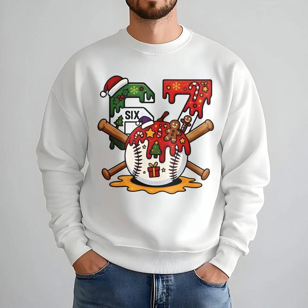 67 Number Baseball Holiday Sweater, Christmas Baseball Sweatshirt, Vintage Baseball Fan Crewneck, Sports Player Christmas Swe