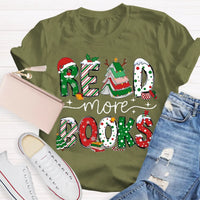 Festive Holiday Book Lover Shirt, Read More Books Christmas Teacher T-Shirt, Xmas Reading Graphic Tee, English Teacher Christmas Shirt