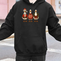 Holiday Farm Animal Graphic Sweatshirt, Humorous Christmas Goose Hoodie, Adorable Xmas Goose Hooded Sweater, Comfy Winter Goose Pullover, Xmas Present