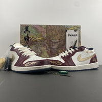 Low Top Sneakers, White Burgundy Colorway, Lace Up Design, Casual Gift for Sneaker Fans