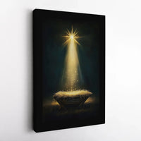 Star of Bethlehem Light Canvas Print, Nativity Manger Canvas Wall Art, Holy Family Jesus Canvas Decor, Religious Christmas Wall Art